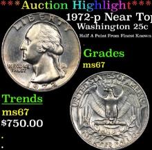 ***Auction Highlight*** 1972-p Washington Quarter Near Top Pop! 25c Graded ms67 BY SEGS (fc)