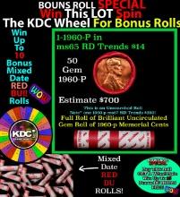 INSANITY The CRAZY Penny Wheel 1000s won so far, WIN this 1960-p BU RED roll get 1-10 FREE Grades