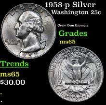 1958-p Washington Quarter Silver 25c Grades GEM Unc