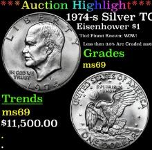 ***Auction Highlight*** 1974-s Silver Eisenhower Dollar TOP POP! $1 Graded ms69 BY SEGS (fc)