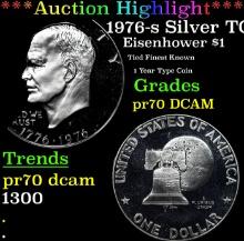 Proof ***Auction Highlight*** 1976-s Silver Eisenhower Dollar TOP POP! $1 Graded pr70 DCAM BY SEGS (