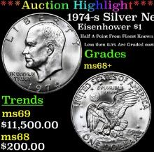 ***Auction Highlight*** 1974-s Silver Eisenhower Dollar Near TOP POP! $1 Graded ms68+ BY SEGS (fc)