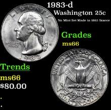 1983-d Washington Quarter 25c Grades GEM+ Unc