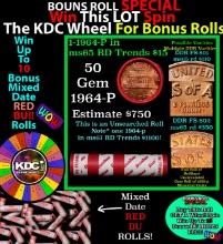 CRAZY Penny Wheel Buy THIS 1964-p solid Red BU Lincoln 1c roll & get 1-10 BU Red rolls FREE WOW Grad
