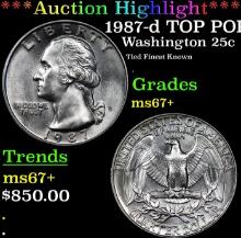 ***Auction Highlight*** 1987-d Washington Quarter TOP POP! 25c Graded ms67+ BY SEGS (fc)