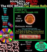 CRAZY Penny Wheel Buy THIS 1968-p solid Red BU Lincoln 1c roll & get 1-10 BU Red rolls FREE WOW