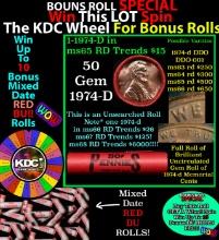 CRAZY Penny Wheel Buy THIS 1974-d solid Red BU Lincoln 1c roll & get 1-10 BU Red rolls FREE WOW