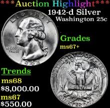 ***Auction Highlight*** 1942-d Washington Quarter Silver 25c Graded ms67+ BY SEGS (fc)