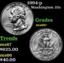 1994-p Washington Quarter 25c Grades GEM++ Unc