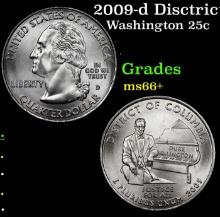 2009-d Disctrict of Columbia Washington Quarter 25c Grades GEM++ Unc