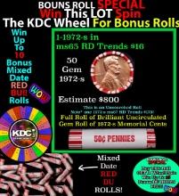 INSANITY The CRAZY Penny Wheel 1000s won so far, WIN this 1972-s BU RED roll get 1-10 FREE