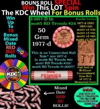 CRAZY Penny Wheel Buy THIS 1977-d solid Red BU Lincoln 1c roll & get 1-10 BU Red rolls FREE WOW