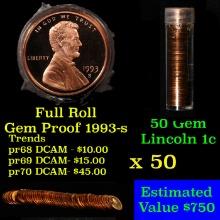 Gem Proof Lincoln 1c roll, 1993-s 50 pcs