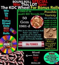 INSANITY The CRAZY Penny Wheel 1000s won so far, WIN this 1961-d BU RED roll get 1-10 FREE