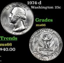 1974-d Washington Quarter 25c Grades GEM+ Unc