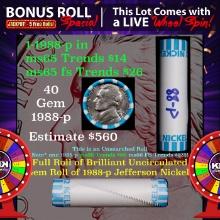 CRAZY Nickel Wheel Buy THIS 1988-p solid  BU Jefferson 5c roll & get 1-5 BU rolls FREE WOW