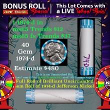 CRAZY Nickel Wheel Buy THIS 1974-d solid  BU Jefferson 5c roll & get 1-5 BU rolls FREE WOW