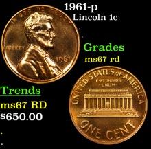 1961-p Lincoln Cent 1c Grades GEM++ Unc RD