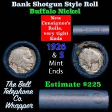Buffalo Nickel Shotgun Roll in Old Bank Style 'Bell Telephone' Wrapper 1926 & s Mint Ends