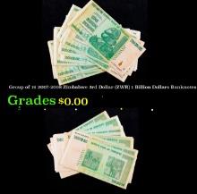 Group of 16 2007-2008 Zimbabwe 3rd Dollar (ZWR) 1 Billion Dollars Banknotes Grades