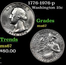 1776-1976-p Washington Quarter 25c Grades GEM++ Unc