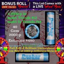 CRAZY Nickel Wheel Buy THIS 2002-p solid  BU Jefferson 5c roll & get 1-5 BU rolls FREE WOW