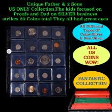 Unique Father & 2 Sons US ONLY Collection,The kids focused on Proofs and Dad on SILVER business stri