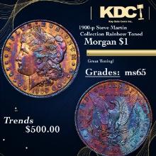 1900-p Morgan Dollar Steve Martin Collection Rainbow Toned $1 Grades GEM Unc
