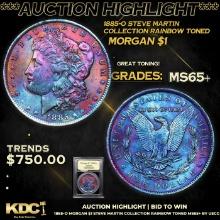 ***Auction Highlight*** 1885-o Morgan Dollar Steve Martin Collection Rainbow Toned $1 Graded GEM+ Un