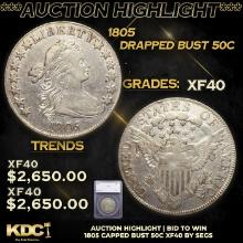 ***Auction Highlight*** 1805 Capped Bust Half Dollar 50c Graded xf40 By SEGS (fc)