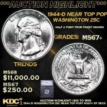 ***Auction Highlight*** 1944-d Washington Quarter Near TOP POP! 25c Graded ms67+ BY SEGS (fc)