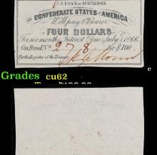 1861 Confederate States Four Dollars Note Grades Select CU