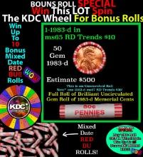 INSANITY The CRAZY Penny Wheel 1000s won so far, WIN this 1983-d BU RED roll get 1-10 FREE