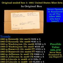 Original sealed box 5- 1985 United States Mint Sets Grades