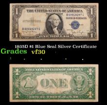 1935D $1 Blue Seal Silver Certificate Grades vf++
