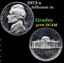 Proof 1973-s Jefferson Nickel 5c Grades GEM++ Proof Deep Cameo