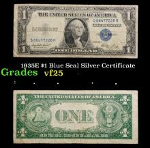1935E $1 Blue Seal Silver Certificate Grades vf+