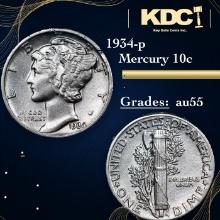 1934-p Mercury Dime 10c Grades Choice AU