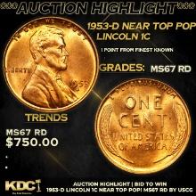 ***Auction Highlight*** 1953-d Lincoln Cent Near Top Pop! 1c Graded GEM++ Unc RD By USCG (fc)