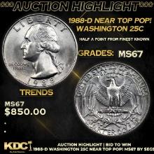 ***Auction Highlight*** 1988-d Washington Quarter Near Top Pop! 25c Graded ms67 By SEGS (fc)