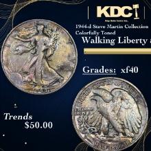 1944-d Walking Liberty Half Dollar Steve Martin Collection Colorfully Toned 50c Grades xf