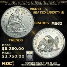 ***Auction Highlight*** 1860-o Seated Liberty Dollar $1 Graded Select Unc BY USCG (fc)