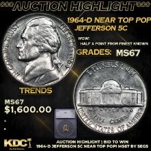 ***Auction Highlight*** 1964-d Jefferson Nickel Near Top Pop! 5c Graded ms67 By SEGS (fc)