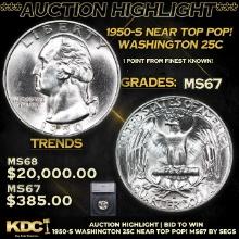 ***Auction Highlight*** 1950-s Washington Quarter Near TOP POP! 25c Graded ms67 BY SEGS (fc)