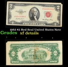 1953 $2 Red Seal United States Note Grades xf details