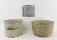 3 stoneware crocks, Crystal Creamery Association