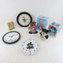 Collection of novelty clocks, some new