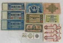 Foreign Currency, German, Canadian & few coins