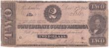 1863 Confederate States of America $2 banknote