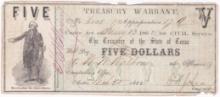 1862 Texas Civil Service treasury warrant
